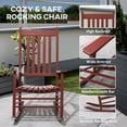 thumbnail image 4 of Outsunny Wooden Porch Rocking Chair Outdoor Patio Rocker Garden Single Leisure Reclining Seat Armchair Wine Red, 4 of 9