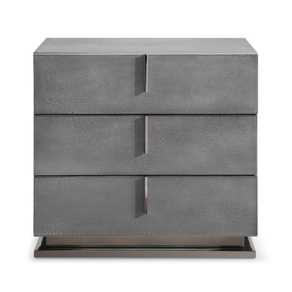 Modrest Buckley 2-Drawer Modern MDF Wood/Metal Nightstand in Gray
