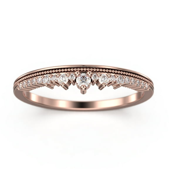 0.25ct Crown Diamond Moissanite 18K Rose Gold Over Silver Wedding Band Engagement Ring