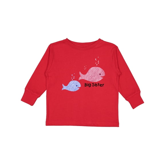 Inktastic Big Sister with Lil' Brother Girls Long Sleeve Toddler T-Shirt