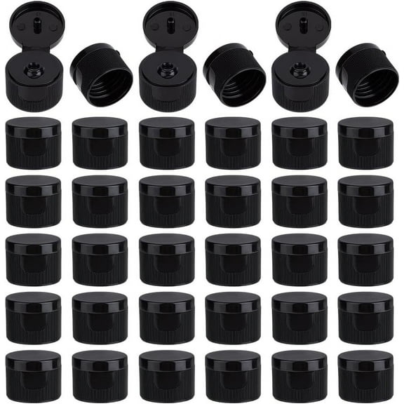 36Pcs 24/400 Flip Top Screw Caps Black Flip Top Dispensing Cap Black Replacement Bottles Caps Reusable Plastic Bottle Cap for Shampoo Squeeze Bottles Dispensing Caps - Inner Diameter 24mm Black
