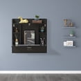 thumbnail image 4 of Basicwise Wall Mounted Folding Desk - Space Saving Fold Down Desk with Storage Shelves and Drawer, Convertible Floating Laptop Table for Small Spaces, Home Office, 23.75 x 6.75 x 23 in, Black, 4 of 7