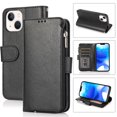 thumbnail image 1 of SaniMore iPhone 14 6.1" 2022 Case with Wrist Strap 2 in 1 Zipper Wallet [Card Slots] Premium PU Leather Skin [Retro Durable] Shockproof Anti-scratch Kickstand Business Cover For iPhone 14, Black, 1 of 8