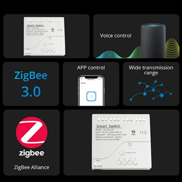 Sensor de Interruptor Inteligente Tuya Zigbee de 4 Canales, Contacto Seco Pasivo, Controlador de Relé de Control de Acceso de CA 85-250 V