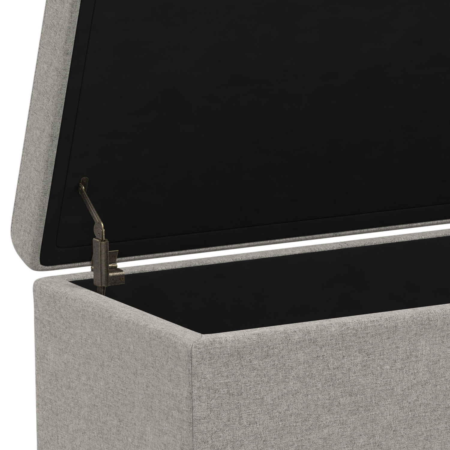 Avalon 54 inch Wide Contemporary Extra Large Storage Ottoman Bench in Cloud Grey Polyester Linen Fabric