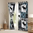 thumbnail image 3 of Farmhouse Decor,Rustic Moose Window Curtains 2 Panels 52"Wx84"L,Deer Hunter Blackout Curtains,Woodland Curtains & Drapes Patchwork Teal Blue Buffalo Checked Plaid Decor, 3 of 6