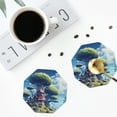 thumbnail image 4 of Disketp Fantasy Treehouse Planet Scene Funny Coasters,4 Pcs Leather Coasters with Holder, Perfect Housewarming Hostess Gifts,Protect Furniture from Water Marks Scratch and Damage-Octagon, 4 of 6