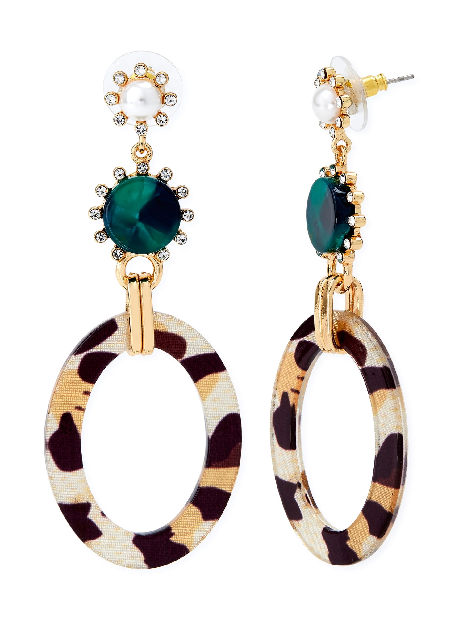 Sofia Gold Tort and Green Oval Earring