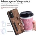 thumbnail image 6 of Phone Case for Samsung Galaxy A13 5G Wallet Cover with Tempered Glass Screen Protector and Wrist Strap Lanyard RFID Credit Card Holder Ring Stand Cell Accessories SM-A136U SM-A136U1 Women Men Brown, 6 of 17