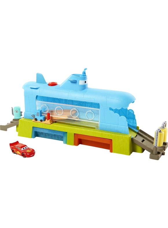Disney and Pixar Cars Submarine Car Wash Playset with Color-Change Lightning McQueen Toy Car
