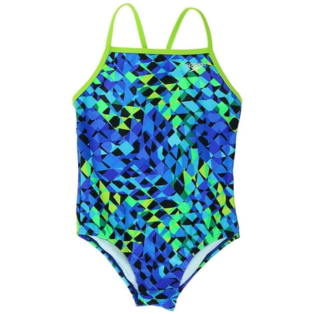 - Speedo Big Girls' Youth Solid Splice Cross-Back One-Piece Swimsuit size 7