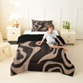 thumbnail image 4 of Homewish Retro Wavy Swirl Twin Comforter Sets,Aesthetic Geometric Bedding Set,Brown,Black Reversible,2-Piece,1 Comforter and 1 Pillowcase, 4 of 7