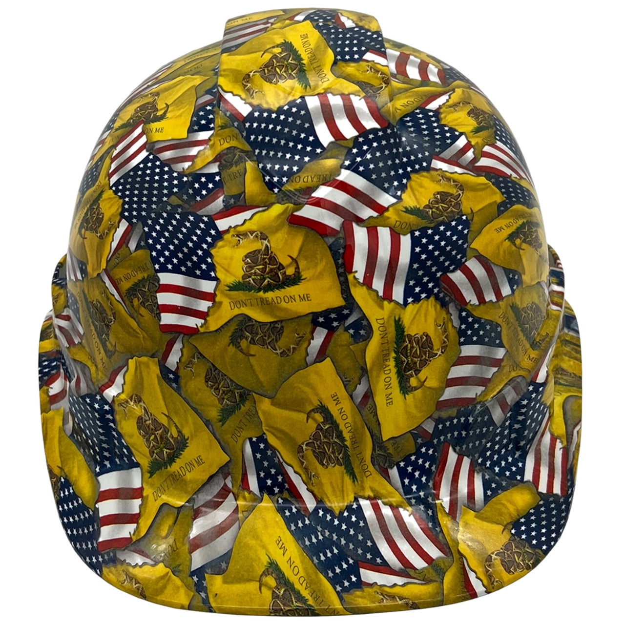 Don't Tread on Me USA FLAG Design Hydro Dipped Hard Hats Cap Style with 4 Point Suspension
