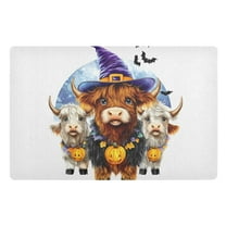 JSTEL Highland Cows Halloween Front Door Mat Outside Entrance 32x20 Inch Doormat for Outdoor Indoor Washable Non Slip Floor Mats