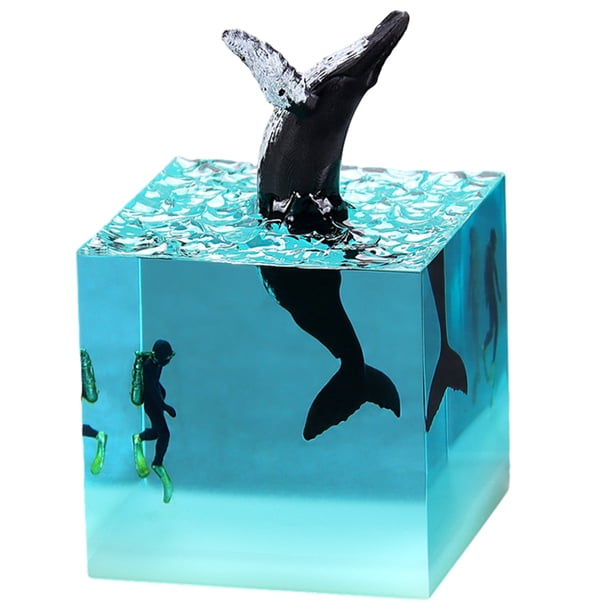 Decorativa Ballena Marina Cubo Animal Del Océano Resina 5cm La Habitación