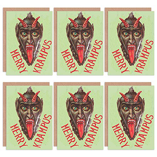 Cartes de Noël x6 Krampus Anti Santa Drôle Diable Joyeux Krampus