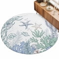 thumbnail image 2 of Round Area Rugs 4Ft, Watercolor Marine Coral Non-Slip Washable Circle Rugs Carpet, Nautical Coastal Starfish Conch Shell Indoor Outdoor Rug Floor Mats Throw Runner for Bedroom Living Room Bathroom, 2 of 7