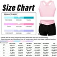 thumbnail image 5 of MSemis Kids Girls Workout Set Racer Back Sports Bra with Shorts Yoga Sports Set Black&Lavender 12, 5 of 5
