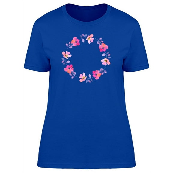 Pink And Purple Floral Wreath T-Shirt Women -Image by Shutterstock, Female x-Large