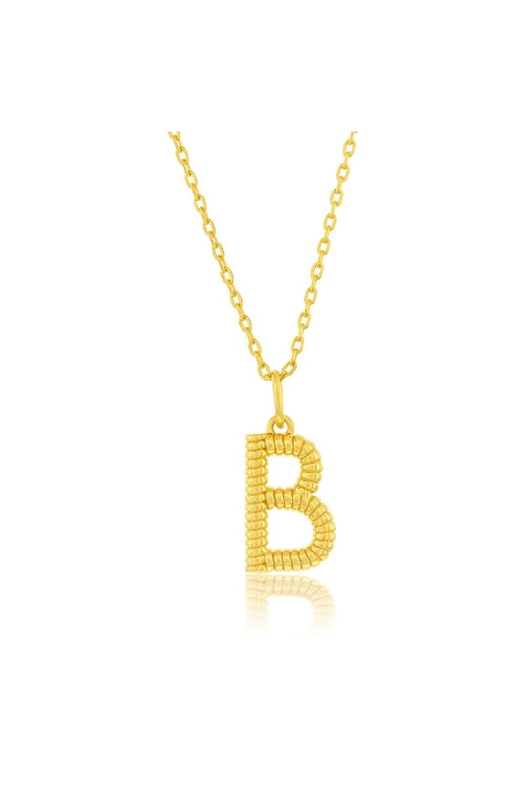 TheJewelryHut Designer Sterling Silver; Rigid Design 'B' Initial Necklace - Gold Plated
