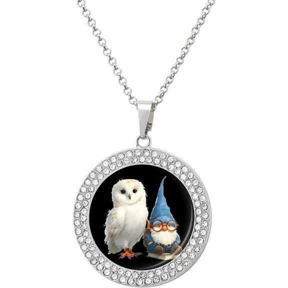 Owl Professional And A Gnome Funny Necklace containing Printed Pendant Novelty Diamond Jewelry for Women Men Silver Gold[h901]