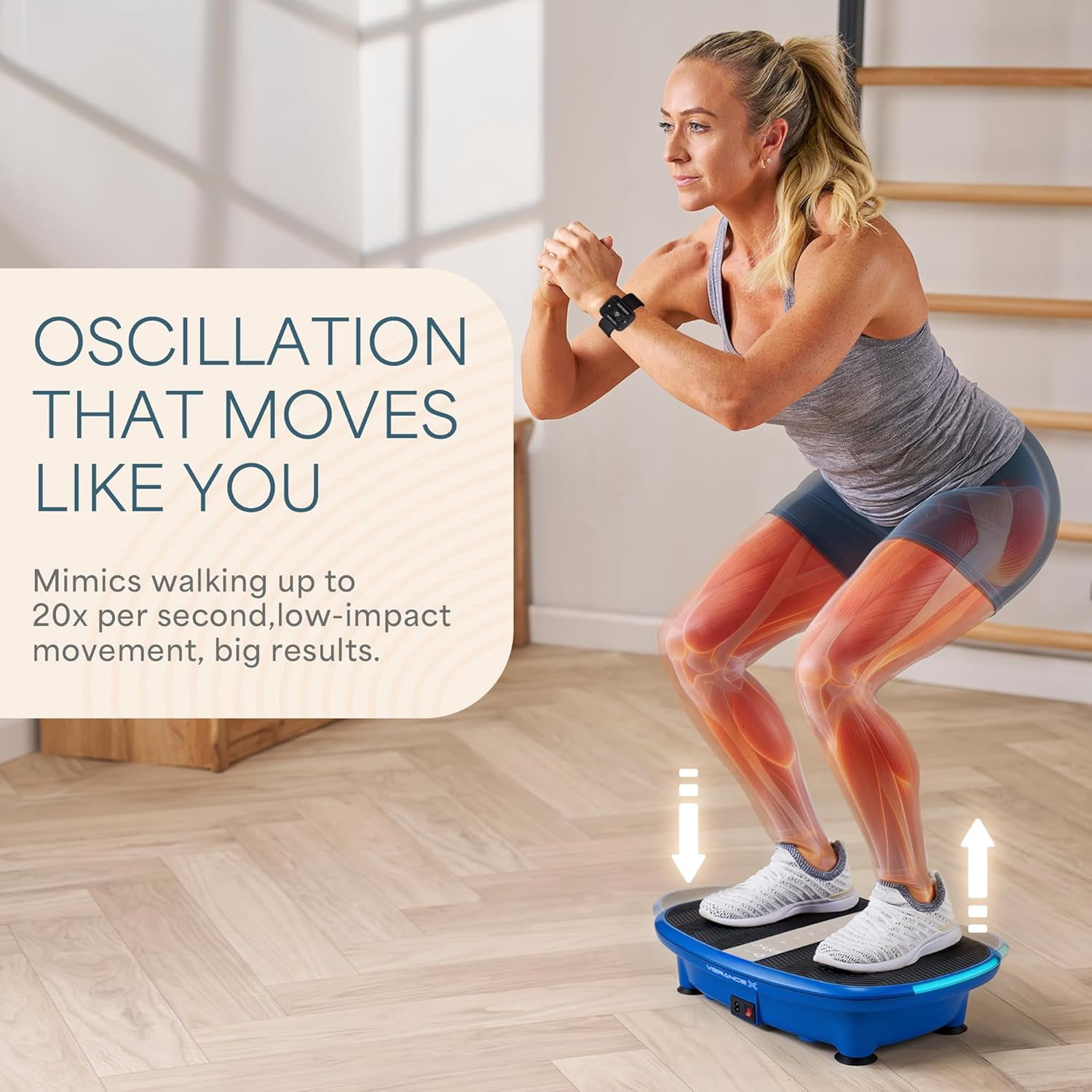 Lifepro Vibration Plate for Lymphatic Drainage - Whole-Body Vibrating Exercise Machine with EMS - Compact Home Gym - Blue
