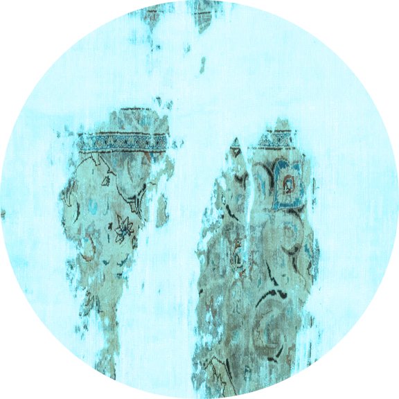 Ahgly Company Indoor Round Abstract Light Blue Modern Area Rugs, 6' Round