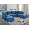 thumbnail image 2 of Partner Furniture Polyester Blend Fabric Modular Sectional Sofa in Blue, 2 of 11