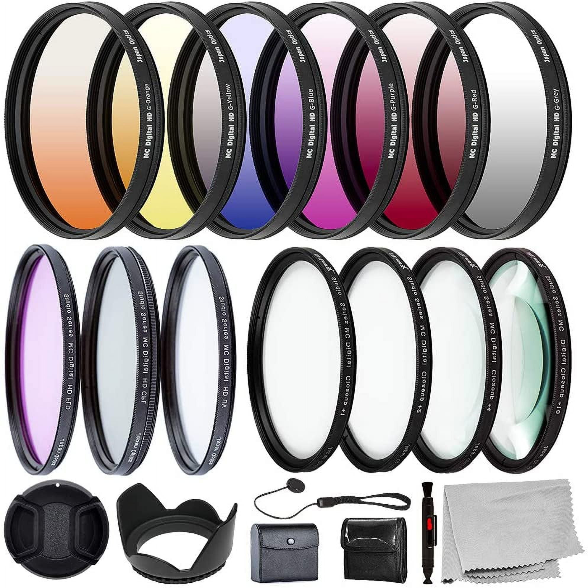 Ultimaxx 77MM Complete Lens Filter Accessory Kit for Lenses with 77MM Filter Size: 6PC Gradual Color Filter Set + UV CPL FLD Filter Set + Macro Close Up Set (+1 +2 +4 +10)