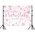 thumbnail image 4 of 7x5ft Winter Snowflake Baby Shower Backdrop, Winter Pink Silver Snowflake Wonderland Background Backdrop Banner for Girls Baby Shower Party Decorations Snow Landscape Indoor Photo Booth Props, 4 of 5
