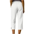thumbnail image 4 of Wensltd Women Capri Pants Elastic Waist Button Detail Split Hem Soft Lightweight Casual Wear With Pockets, 4 of 6