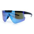 thumbnail image 5 of Polarized Mens Flip Up Rimless Oversized Shield Plastic Sport Sunglasses Black Blue - Blue Mirror, 5 of 7