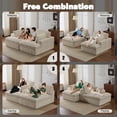 thumbnail image 4 of Corduroy Double Lounge Chaise Sofa Indoor, Oversized Upholstered Sleeper Cloud Couch, Sectional Deep Seat Loveseat for Living Room, No Assembly Required, White, 4 of 8