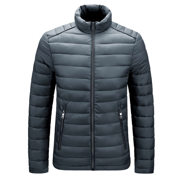 Hombres Sólido Casual Stand-up Collar Minimalismo Cremallera A prueba de viento y abrigos de chaqueta cálidos Pompotops oipoqjl20429
