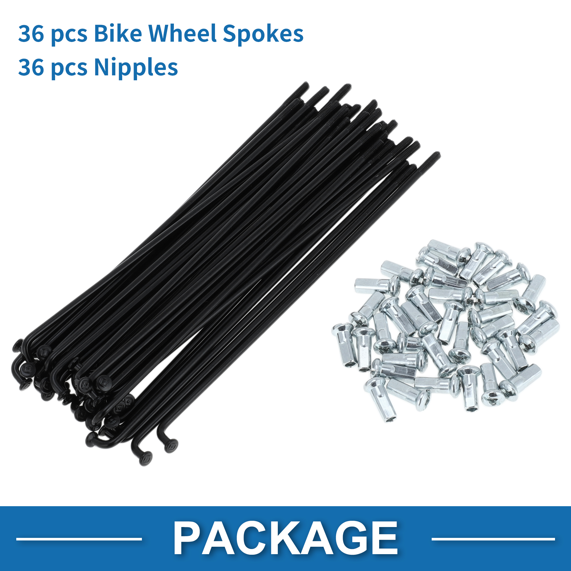 Unique Bargains 36Pcs Bicycle Spokes 12G Bike Wheel Spokes Carbon Steel Black 4.92"