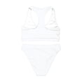 thumbnail image 4 of Minjewel Women's Backless Sports Bikini Two Piece Swimsuit,Solid Color Athletic Swimwear for Active Women with Open Back Design,Summer Beach,White,L, 4 of 5