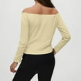 thumbnail image 5 of CHUMUD Women Off Shoulder Tops Long Sleeve Blouses Slim Fitted Top Lace Bow Soft Solid Shirts Everyday, 5 of 9