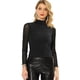 thumbnail image 1 of INSPIRE CHIC Camisa de manga larga brillante Gilitter de malla para mujer Tops de fiesta delgados Negro L, 1 of 5