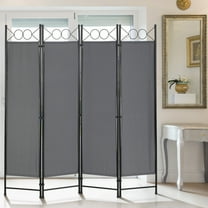 Dkelincs Room Dividers Folding Privacy Screen with 4 Panels Steel Frame Living Room Divider for Living Room,Office Use, Gray
