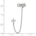 thumbnail image 3 of Sterling Silver Rhodium-Plated Cz Cross 1 Individual Post With Cuff Earring (66.5 X 11.05) Made In China qe16112, 3 of 5