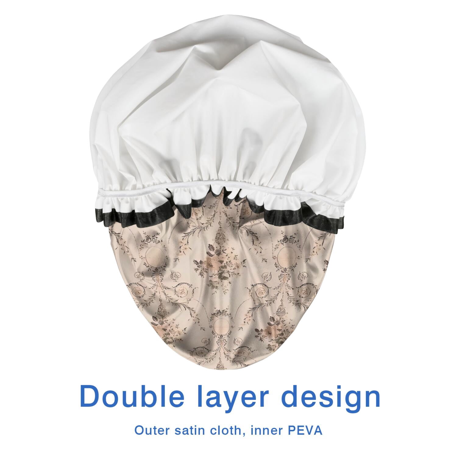 Shower Caps,Pioneer Flower Floral Print Pattern Waterproof Shower Cap for Women 4 Pieces,Double Reusable Hair Cover for Shower PEVA Elastic Stretch Hem