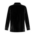 thumbnail image 4 of Kixjoy Velvet Shirt Women Button Down Dressy Long Sleeve Top Elegant Collared Basic Blouse Holiday Casual Winter Womens Tops, Black S, 4 of 8