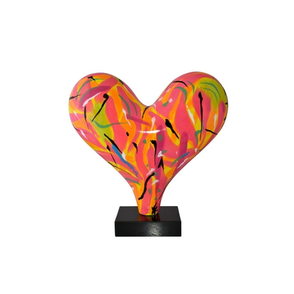 Eclectic Multicolor Heart 3D Statue on Black Base Size: 24" x 12" x 25"H