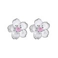 thumbnail image 1 of Aretes de cereza de plata Hermosos aretes de plata (diamante rosa) -ayane, 1 of 3