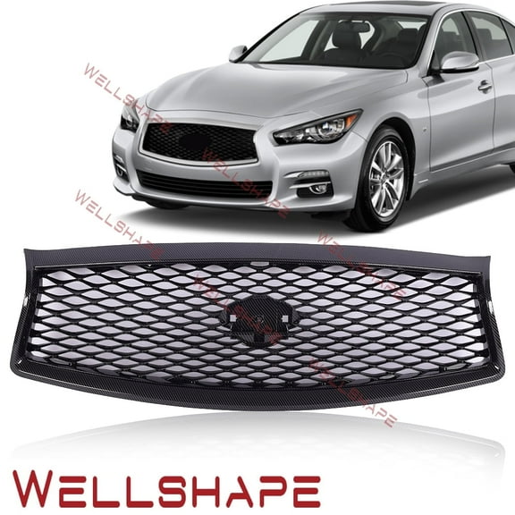 JX RACING·PERFORMANCE·ACCESSORIES Fits Infiniti Q50 2014-2017 Front Upper Grille Carbon Fiber
