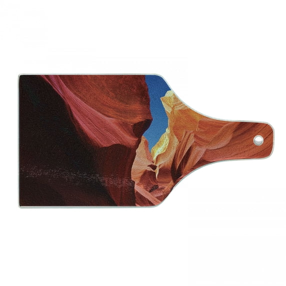 Arizona Cutting Board, Antelope Canyon in Vibrant Tone Sandstones Saturated Prehistoric Elements Photo, Decorative Tempered Glass Cutting and Serving Board, in 3 Sizes, by Ambesonne