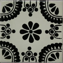 4.2x4.2 Black Madrid Talavera Mexican Tile, Set of 9 pcs