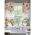 thumbnail image 2 of Fall Pumpkin Sheer Curtains 72 inches Long, Brown Sunflower Leaf Wood Grain Thanksgiving Light Filtering Sheer Window Curtains Rod Pocket Voile Drapes for Bedroom Living Room, 2 Panels 52"W x 72"L, 2 of 7