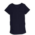 thumbnail image 4 of MIUOWANP Short Sleeve T-Shirt Women's V-Neck Pocket Pleated Solid Color Top Size S(4)Navy, 4 of 6