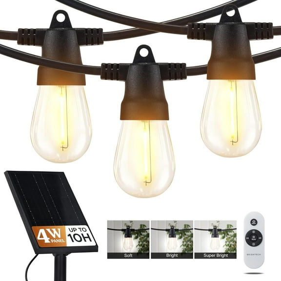 XIULIN Ambience Pro Super Bright Solar - 27Ft Remote Control Outdoor StXIULIN XIULINs with 12 Shatterproof S14 Bulbs, Commercial Grade LED, Waterproof Patio XIULINs, 4W Soft White for Patios, Gardens